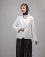 سفارش آنلاین کت زنانه لینن تک دکمه با دو جیب کاربردی