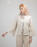 کت لینن پینترستی زنانه با جنس سبک و لطیف، مناسب مهمانی