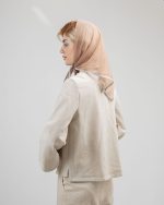 خرید اینترنتی کت لینن پینترستی با دوخت حریر در قسمت جلو