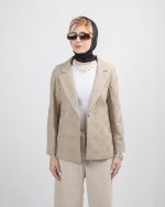 کت سبک زنانه با جنس لینن کوک دوزی و جلوی حریر برای ایست بهتر